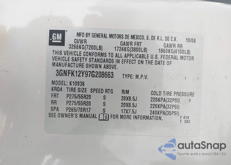 2007 Chevrolet Avalanche 1500 Ltz z USA, uszkodzony, nr VIN 3GNFK12Y97G208663